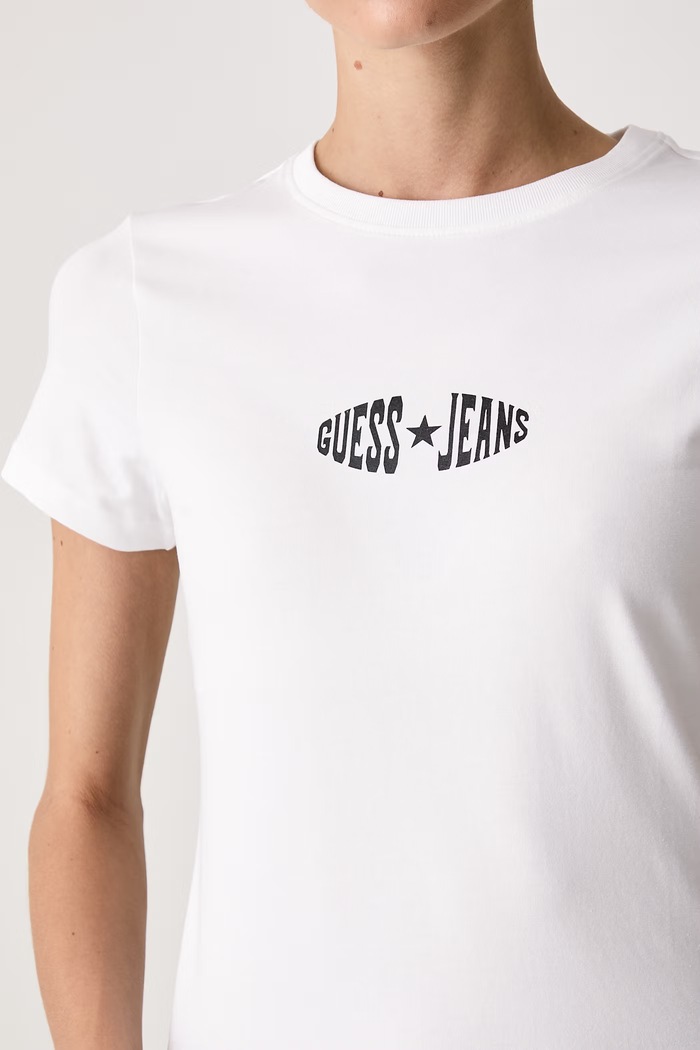 Îmbrăcăminte Guess Jeans Tricou pentru femei cu bumbac W6BI03.K5295 alb