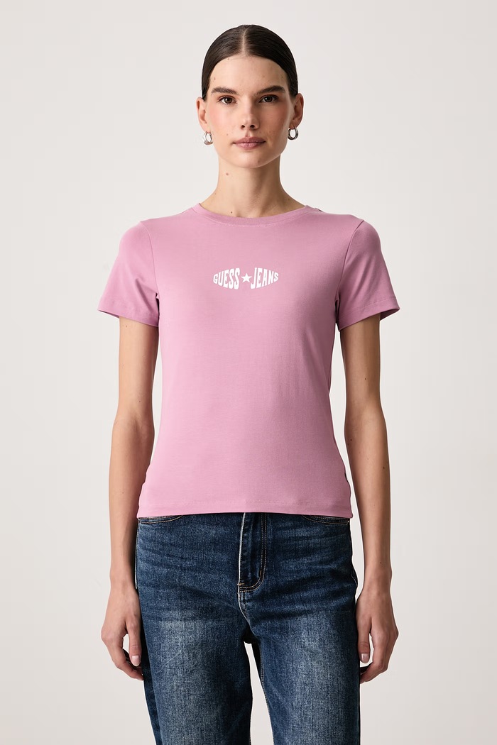 Guess Jeans Tricou pentru femei cu bumbac roz W6BI03.K5295