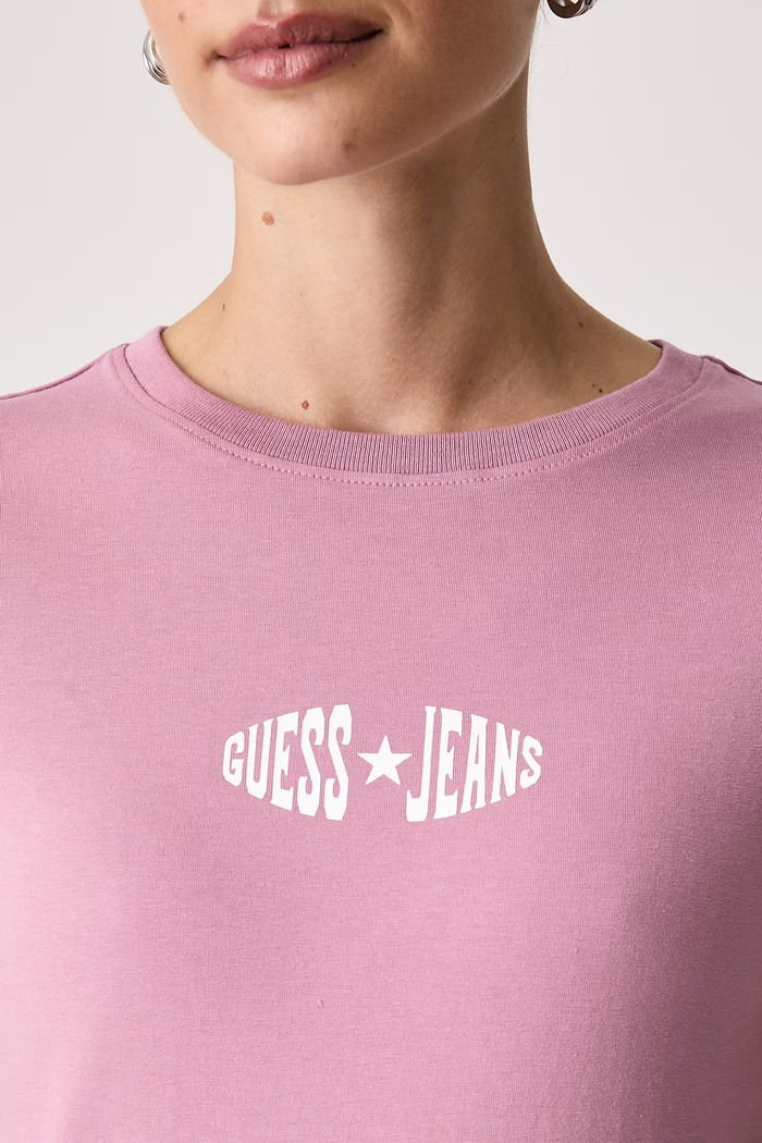 Îmbrăcăminte Guess Jeans Tricou pentru femei cu bumbac W6BI03.K5295 roz