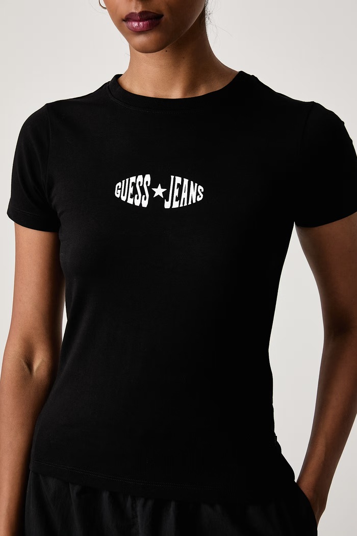 T-shirt damski z bawełną Guess Jeans W6BI03.K5295 czarny