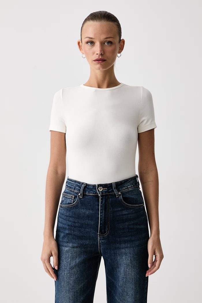 Eleh T-shirt damski z wiskozą beżowy EFW260041