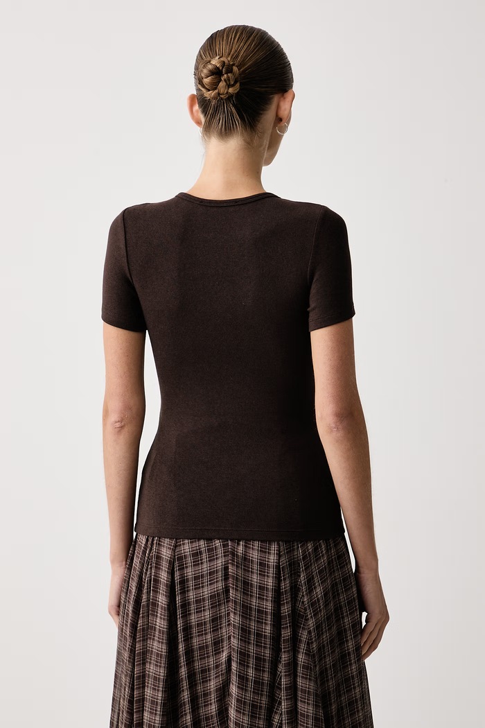 Odzież Eleh T-shirt damski z wiskozą EFW260041 brązowy
