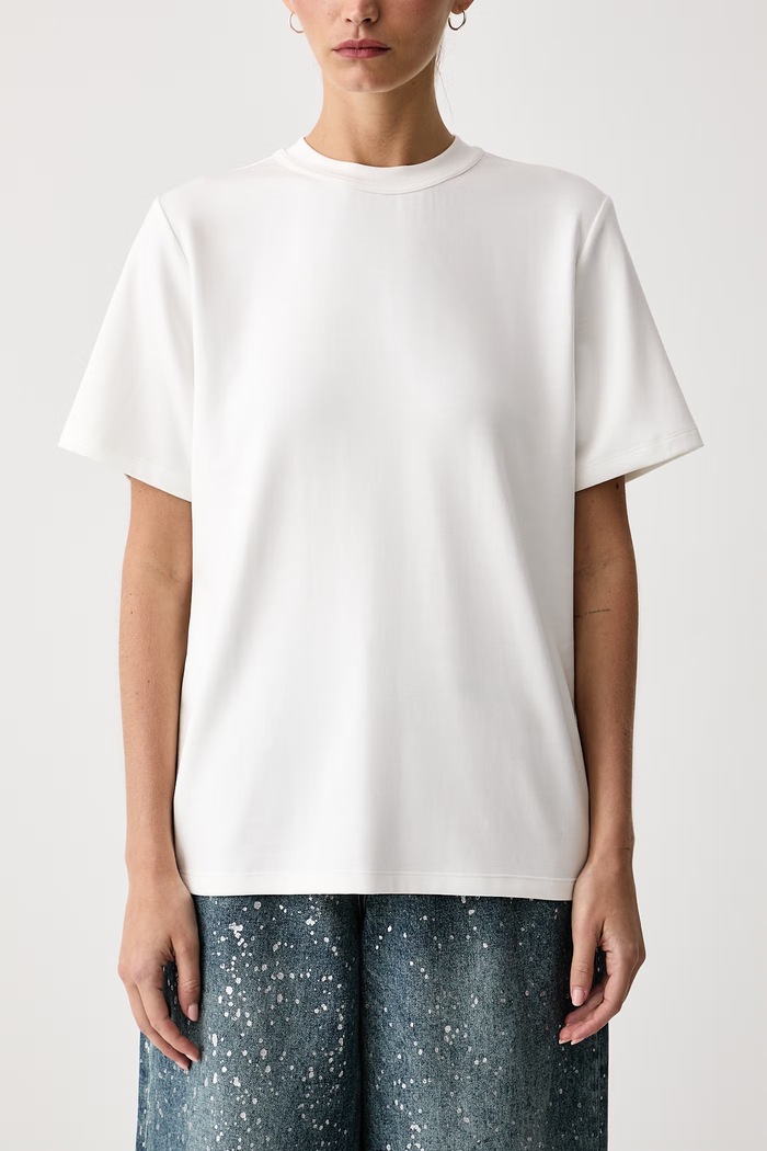 T-shirt basic damski z modalem Eleh EFW260244 beżowy