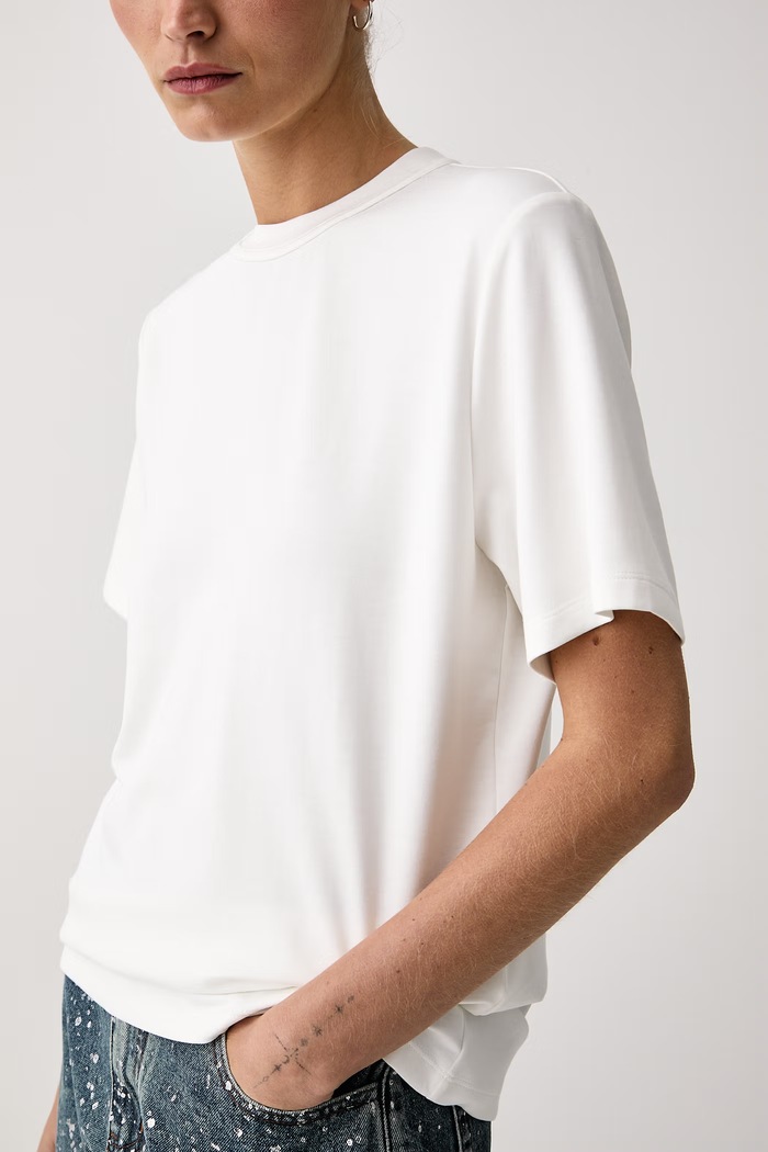 T-shirt basic damski z modalem Eleh beżowy EFW260244