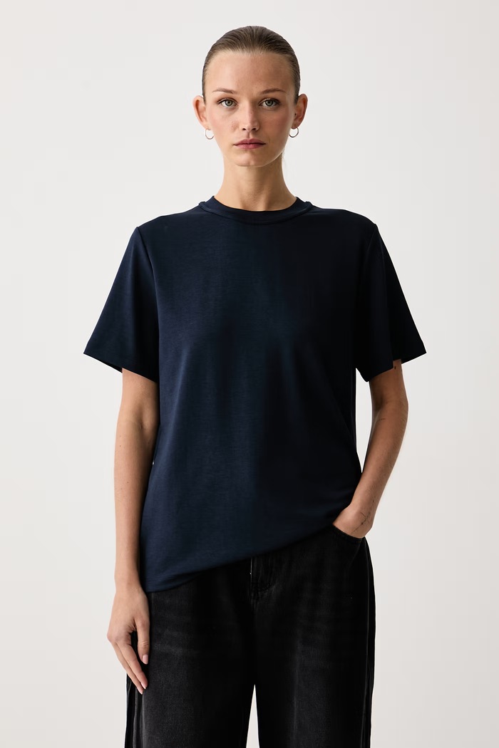 Eleh T-shirt basic damski z modalem granatowy EFW260244