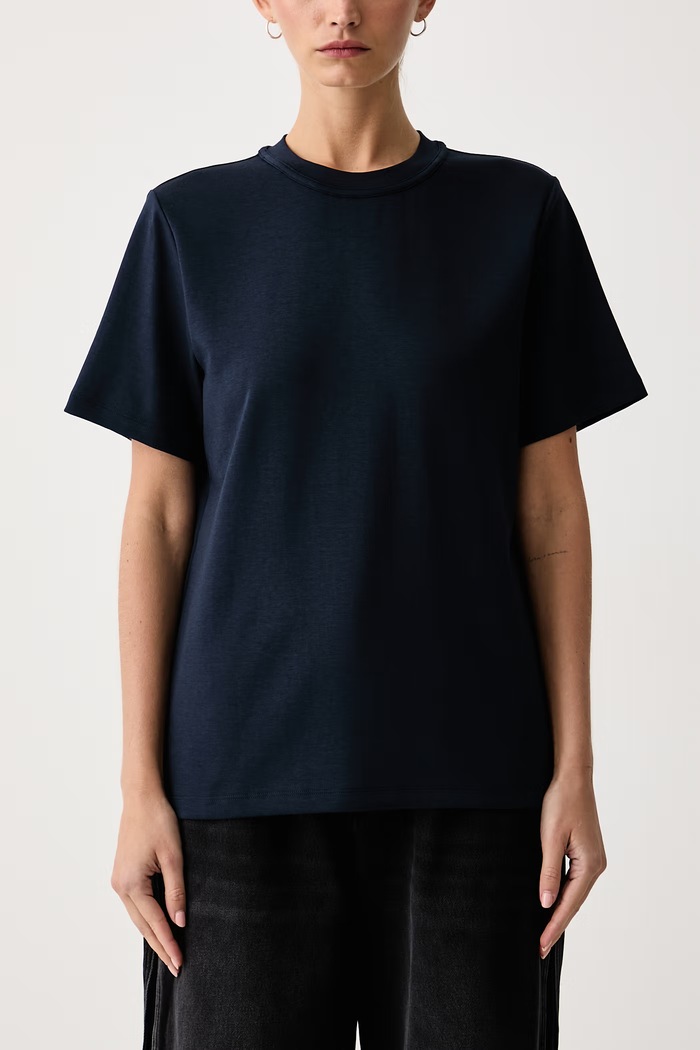 T-shirt basic damski z modalem Eleh EFW260244 granatowy