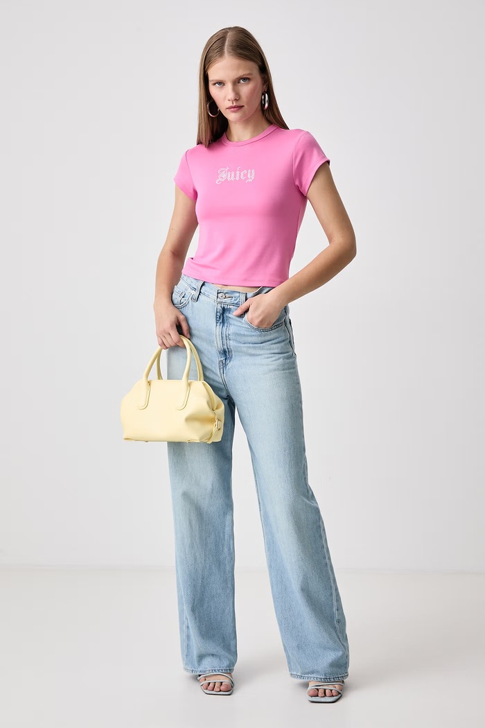 Juicy Couture Tričko dámske s viskózou OLD GOTHIC JUICY BABY JCWCT226326 ružová AW26