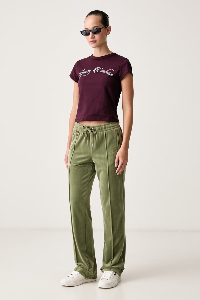 Juicy Couture Tričko dámske s bavlnou JUICY SCRIPT BABY JCWCT226324 burgundské AW26