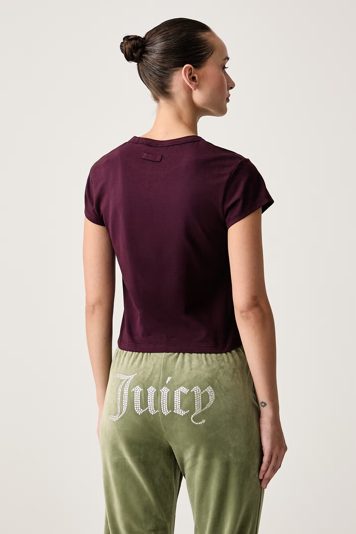 Oblečenie Juicy Couture Tričko dámske s bavlnou JUICY SCRIPT BABY JCWCT226324 burgundské