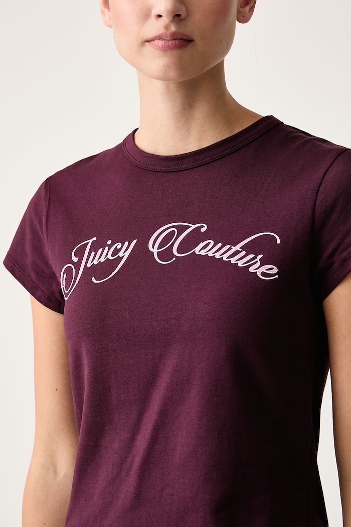 Tričko dámske s bavlnou JUICY SCRIPT BABY Juicy Couture JCWCT226324 burgundské