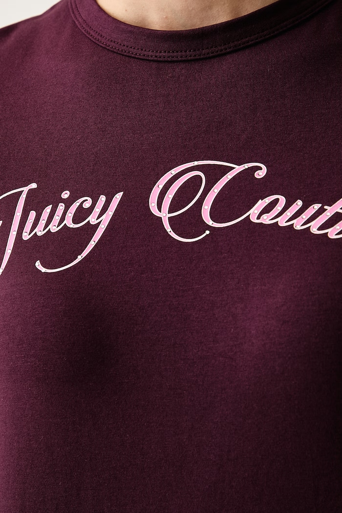 Tričko dámske s bavlnou JUICY SCRIPT BABY Juicy Couture burgundské JCWCT226324