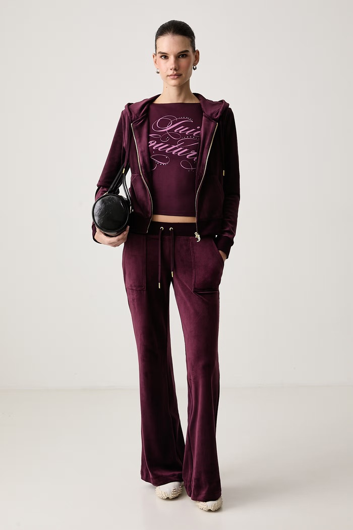 Juicy Couture Top da donna con modal REBELLE SCRIPT MIA BOATNECK JCWCT226316 granata AW26