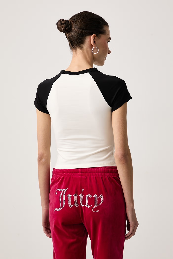 Abbigliamento Juicy Couture T-shirt da donna in cotone con elastan REGAL REBELLE RAGLAN JCWCT226314 beige