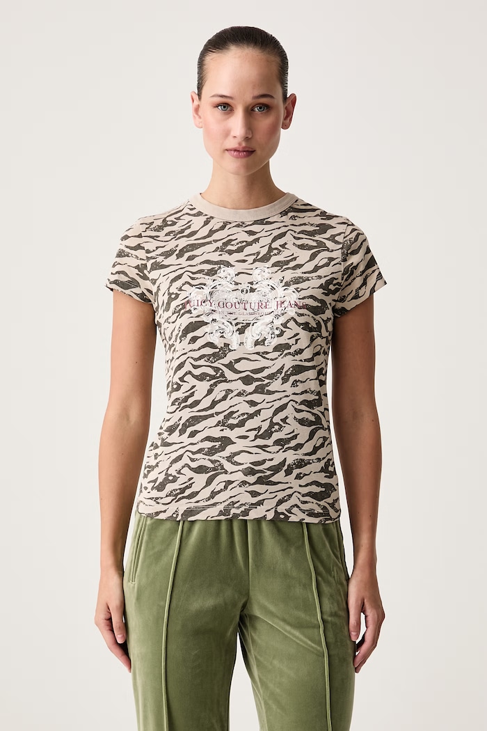 Juicy Couture Majica za žene od pamuka CAMO ZEBRA bež JCDCT226953