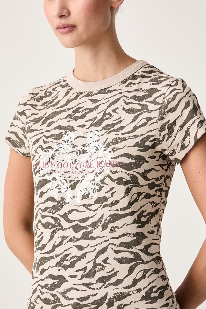 Majica za žene od pamuka CAMO ZEBRA Juicy Couture JCDCT226953 bež