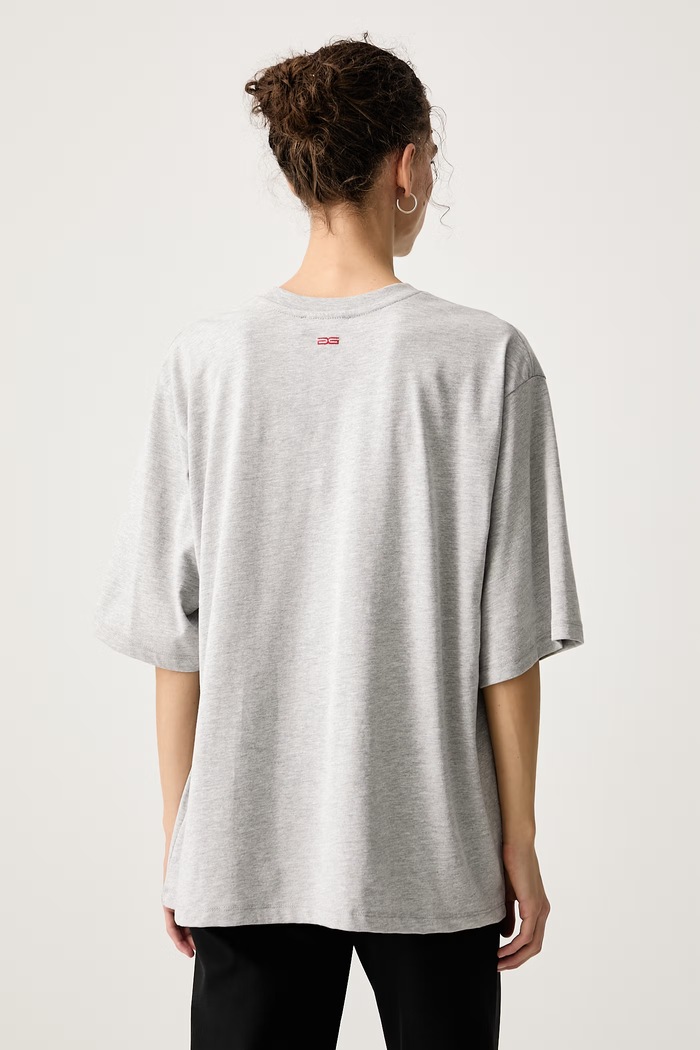 Odzież Gestuz T-shirt oversize damski z bawełną GZnadya 10911950 szary