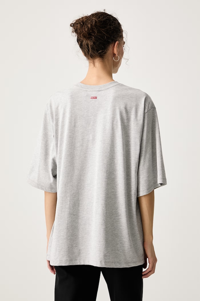 Odzież Gestuz T-shirt oversize damski z bawełną GZnadya 10911950 szary