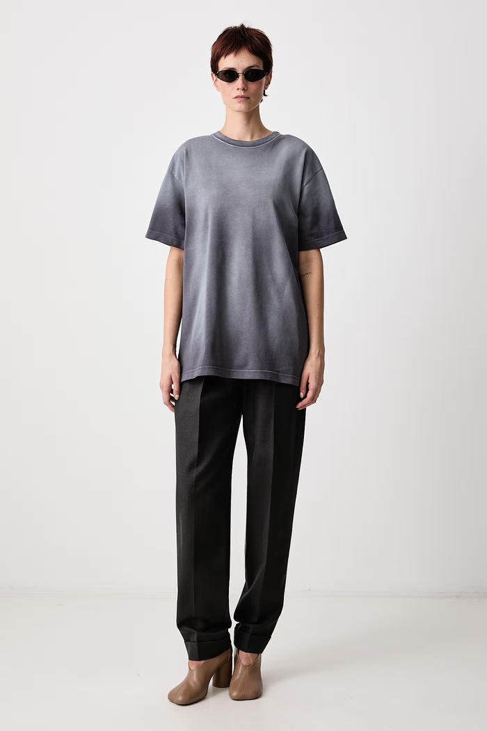 MUGLER T-shirt bawełniany damski 26F3TS01286032 szary AW26