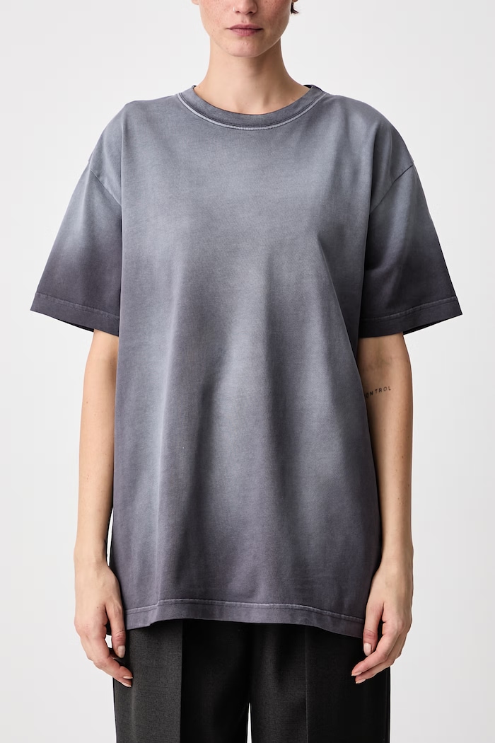 T-shirt bawełniany damski MUGLER szary 26F3TS01286032