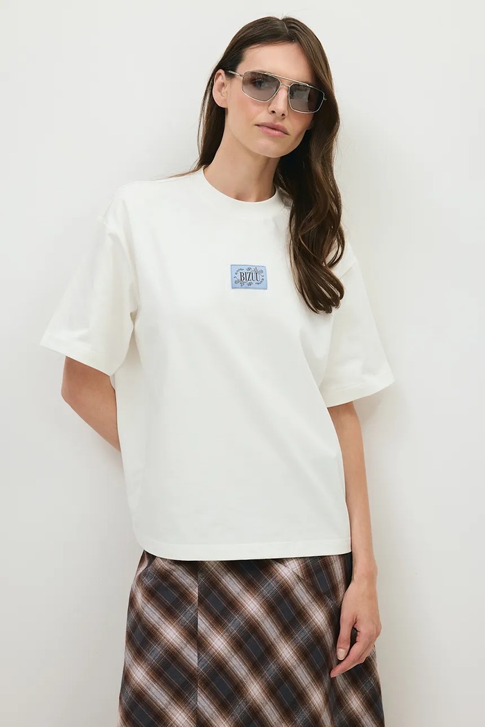 BIZUU T-shirt damski bawełniany PARADISO biały PARADISO.KREMOWY.