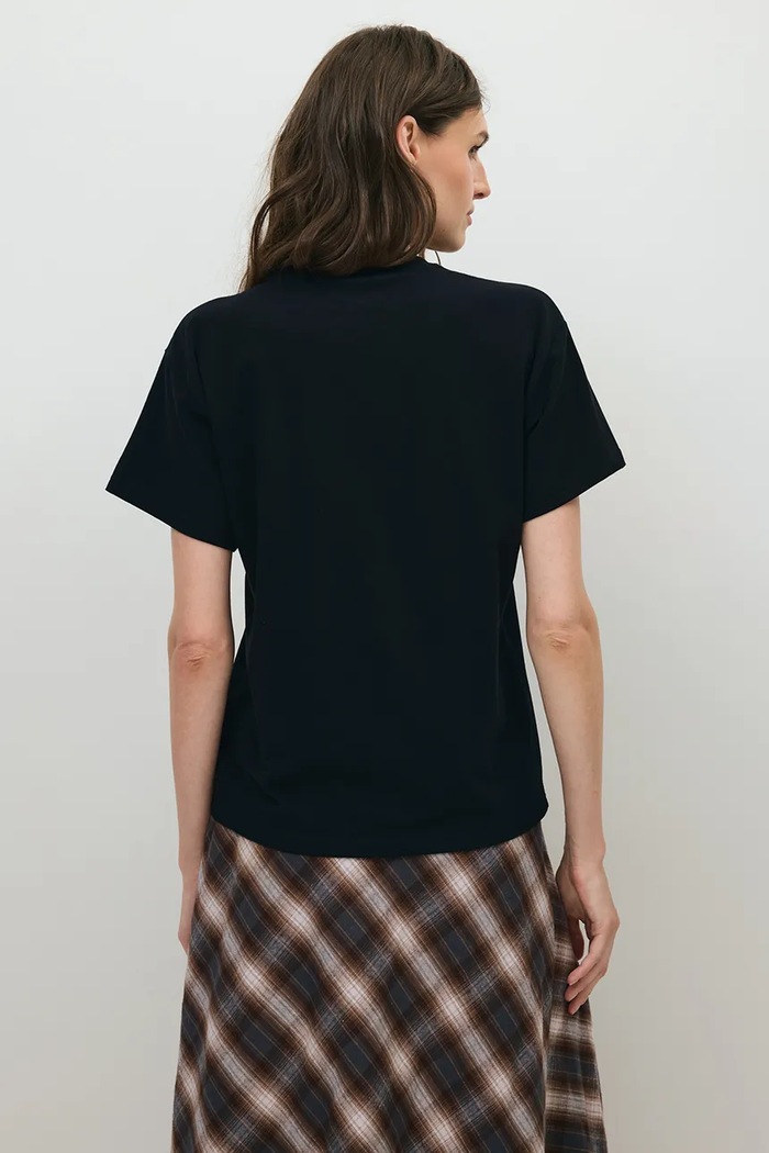 BIZUU T-shirt damski bawełniany z elastanem SEYA SEYA.CZARNY czarny AW26