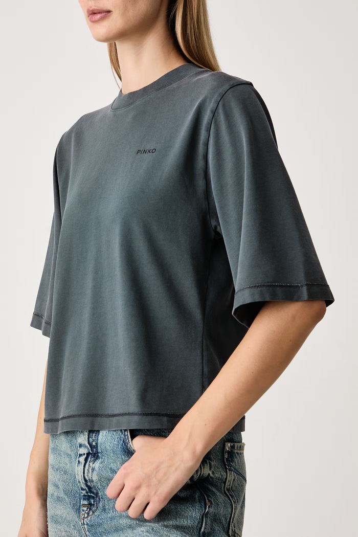 Odzież Pinko T-shirt damski bawełniany 104604.A3KF szary