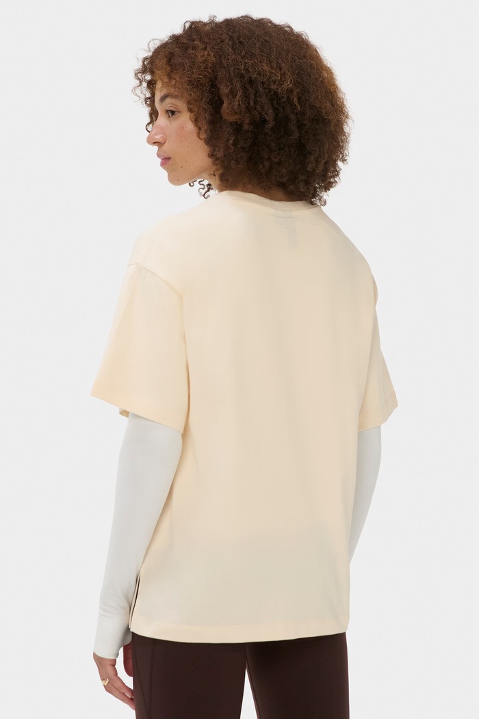 Sweaty Betty T-shirt sportowy damski bawełniany SB04546 beżowy AW26