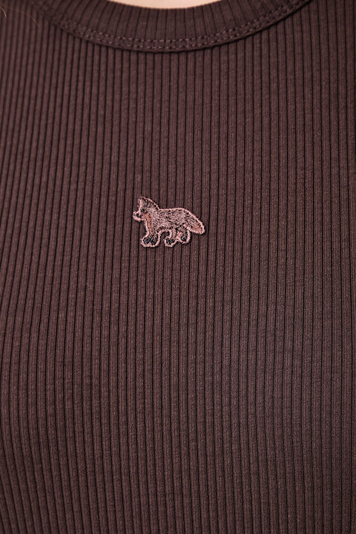 Maison Kitsuné Baby Fox T-shirt basic damski bawełniany z elastanem MRWJT02KA0052