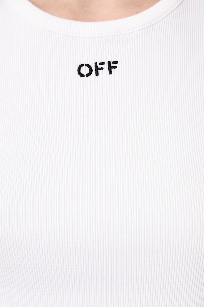 Off-White Off Stamp Rib majica od pamuka s elastanom za žene 2FA00679T