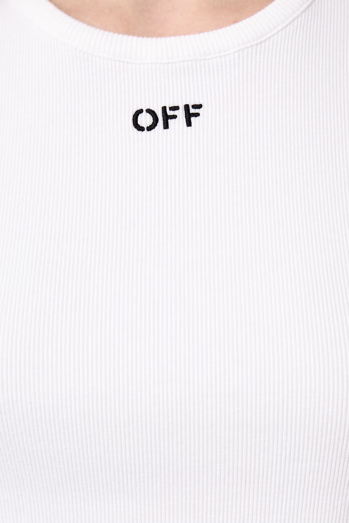 Off-White Off Stamp Rib majica od pamuka s elastanom za žene 2FA00679T