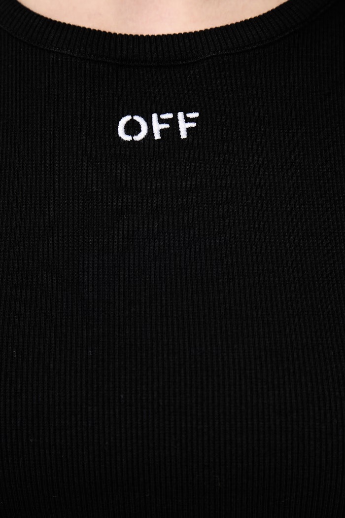 Off-White Off Stamp Rib majica od pamuka s elastanom za žene 2FA00679T