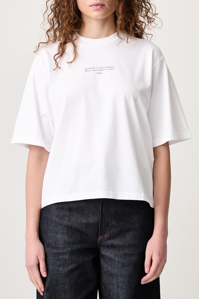Statement Boxy majica od pamuka za žene Off-White bijela 2FA00675T