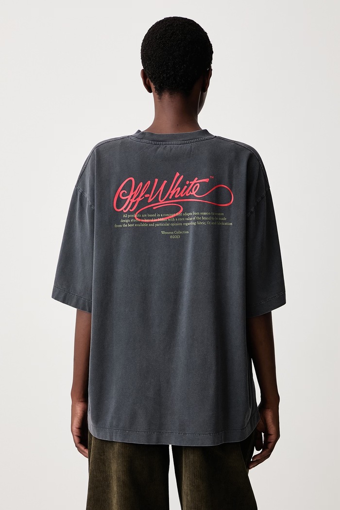 Odjeća Off-White Flowers Field Skate majica od pamuka za žene 2FA00436T siva