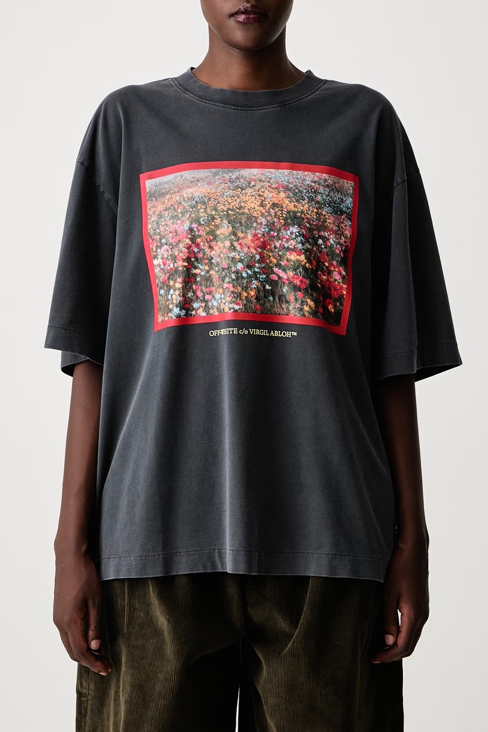 Flowers Field Skate majica od pamuka za žene Off-White siva 2FA00436T