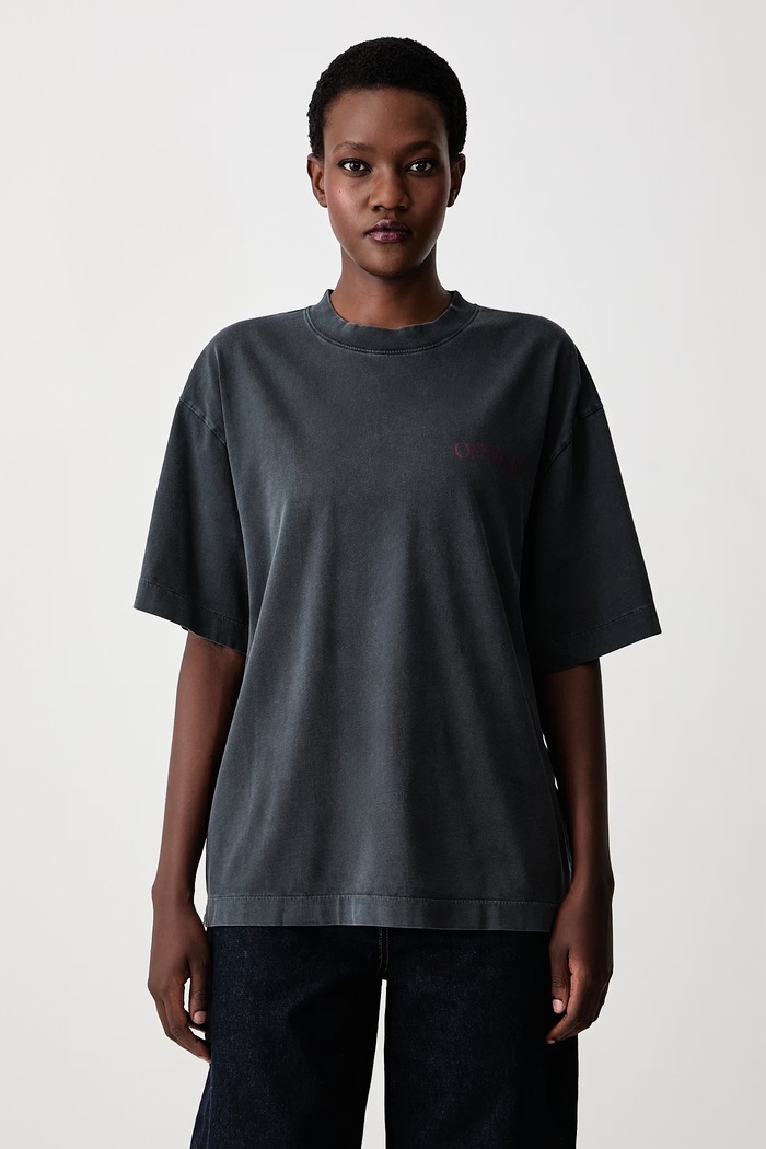 Odjeća Off-White Cut Here Arrow Skate majica od pamuka za žene 2FA00439T siva