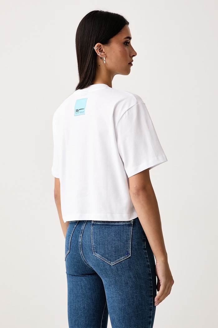 Odzież Karl Lagerfeld Jeans T-shirt damski bawełniany x Pietro Terzini B4W17078 biały