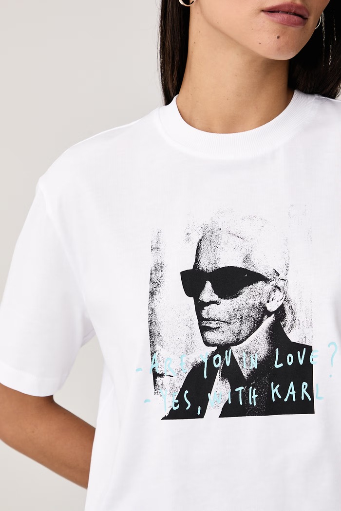 T-shirt damski bawełniany x Pietro Terzini Karl Lagerfeld Jeans B4W17078 biały