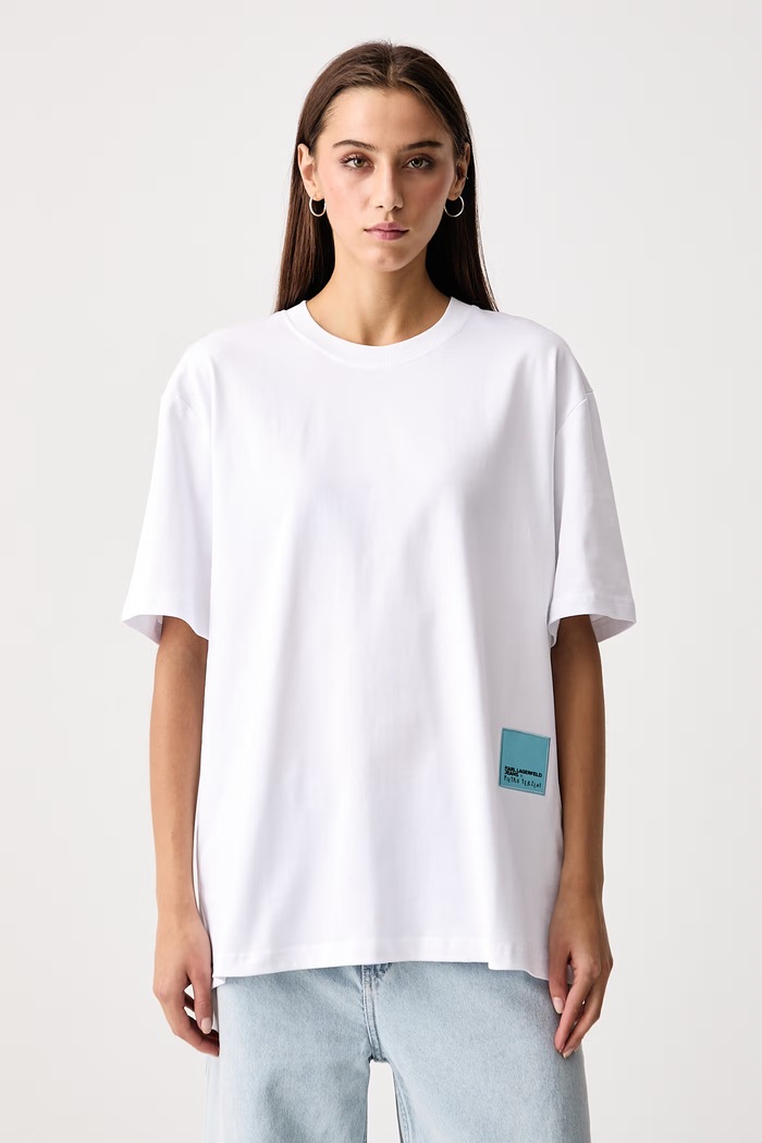 Ρούχα Karl Lagerfeld Jeans T-shirt γυναικείο βαμβακερό x Pietro Terzini B4W17076 λευκό
