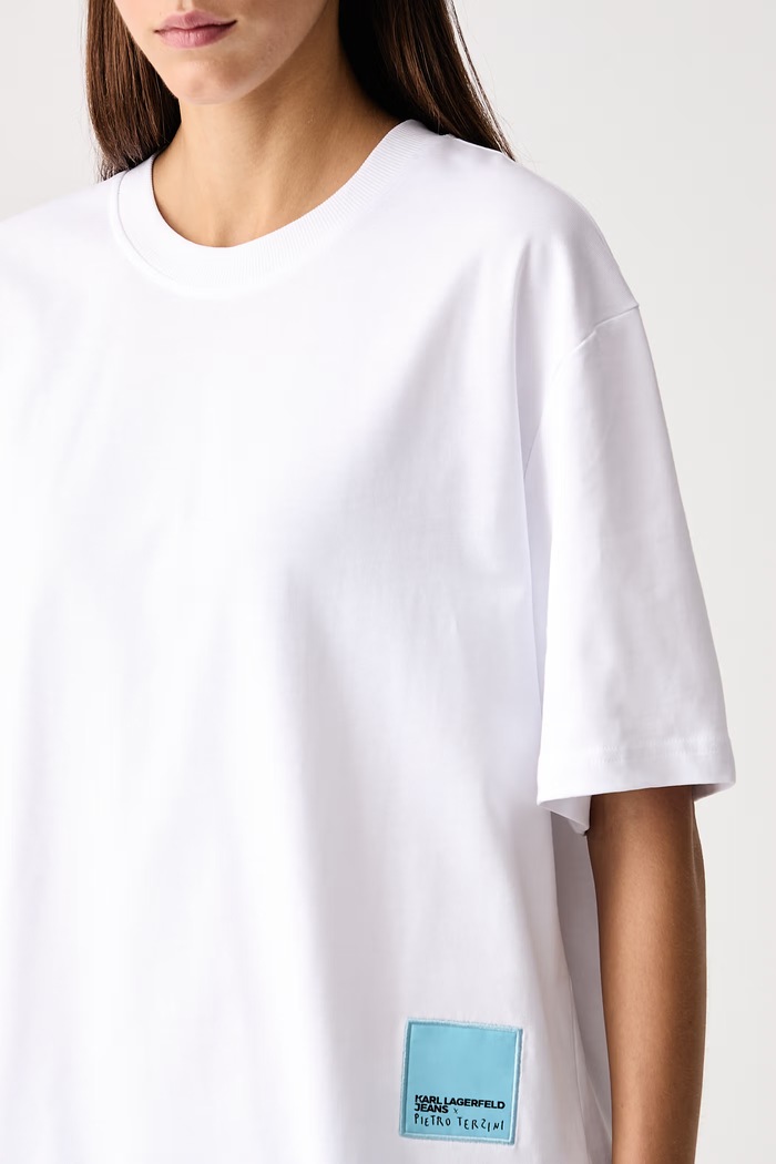 T-shirt γυναικείο βαμβακερό x Pietro Terzini Karl Lagerfeld Jeans B4W17076 λευκό
