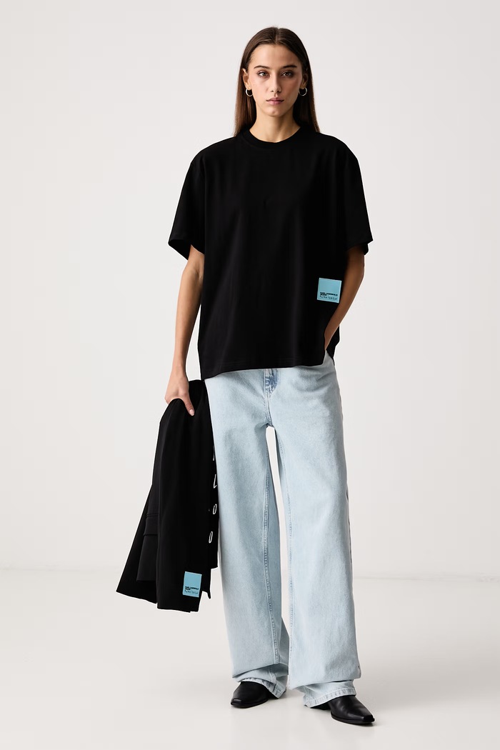 Karl Lagerfeld Jeans T-shirt γυναικείο βαμβακερό x Pietro Terzini B4W17076 μαύρο AW26