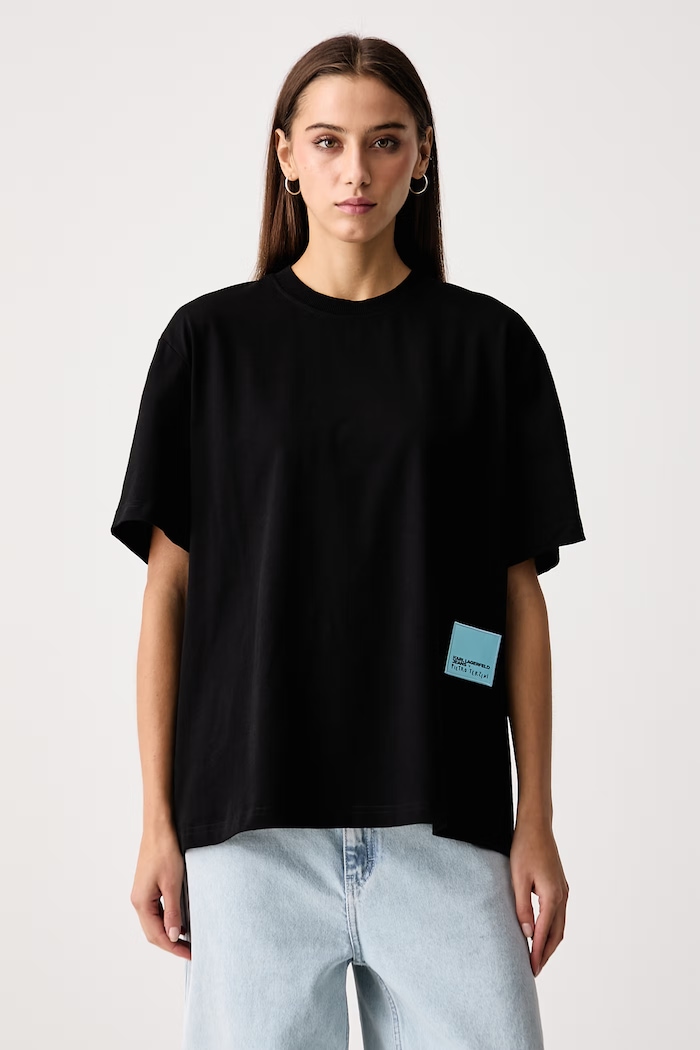 Ρούχα Karl Lagerfeld Jeans T-shirt γυναικείο βαμβακερό x Pietro Terzini B4W17076 μαύρο