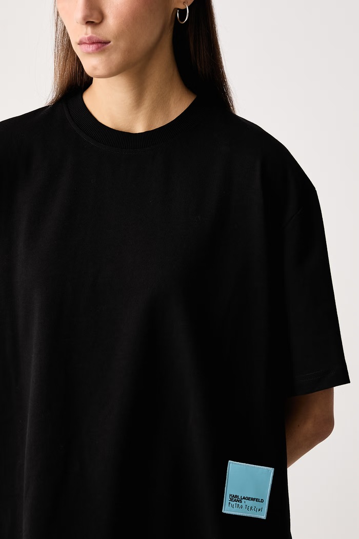 T-shirt γυναικείο βαμβακερό x Pietro Terzini Karl Lagerfeld Jeans B4W17076 μαύρο