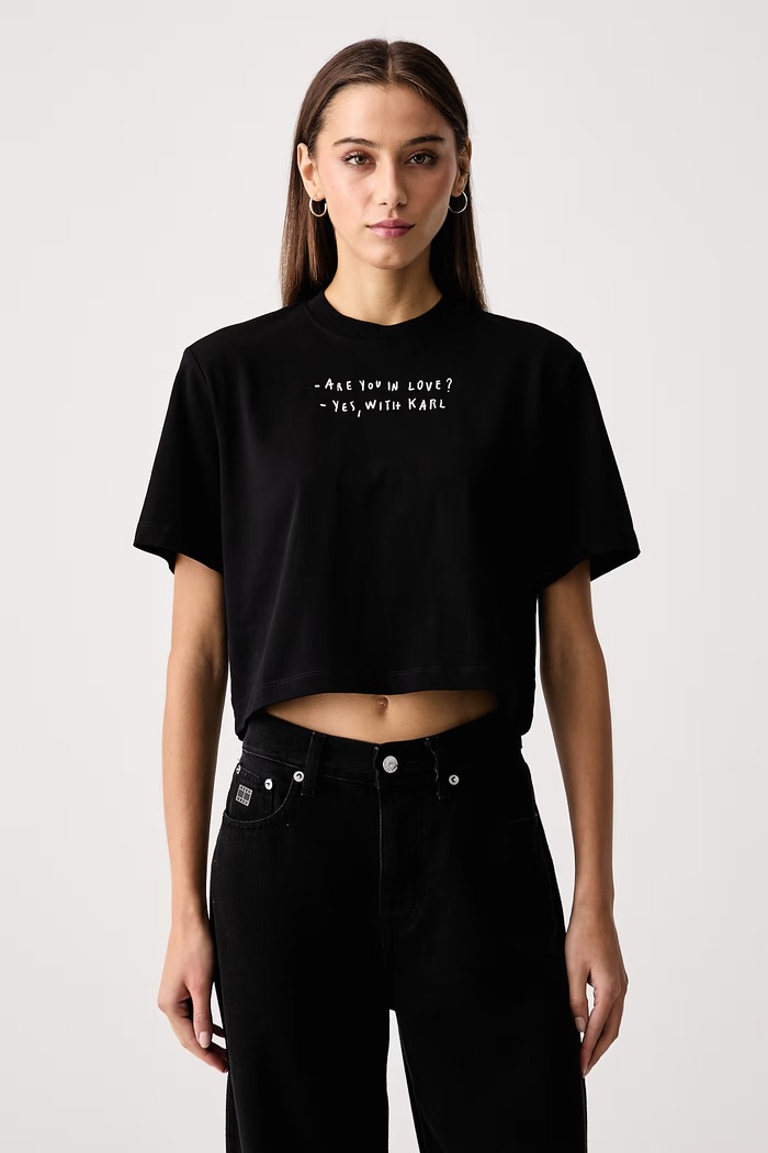 Karl Lagerfeld Jeans T-shirt damski bawełniany x Pietro Terzini czarny B4W17075