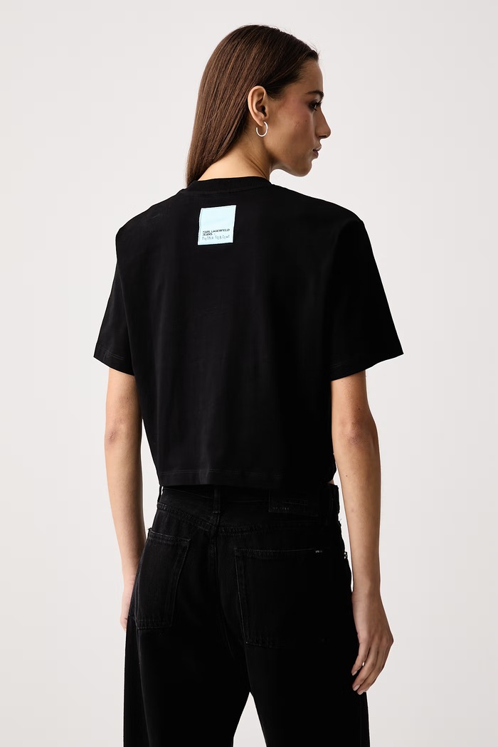 Odzież Karl Lagerfeld Jeans T-shirt damski bawełniany x Pietro Terzini B4W17075 czarny