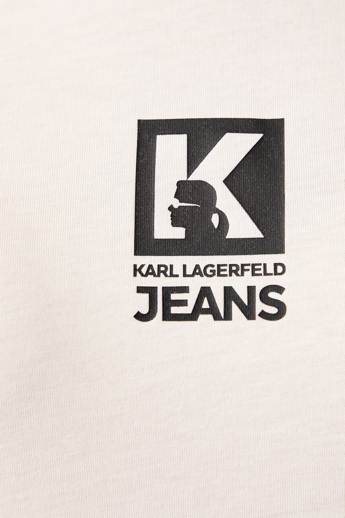 T-shirt damski z modalem Karl Lagerfeld Jeans beżowy B4W17009