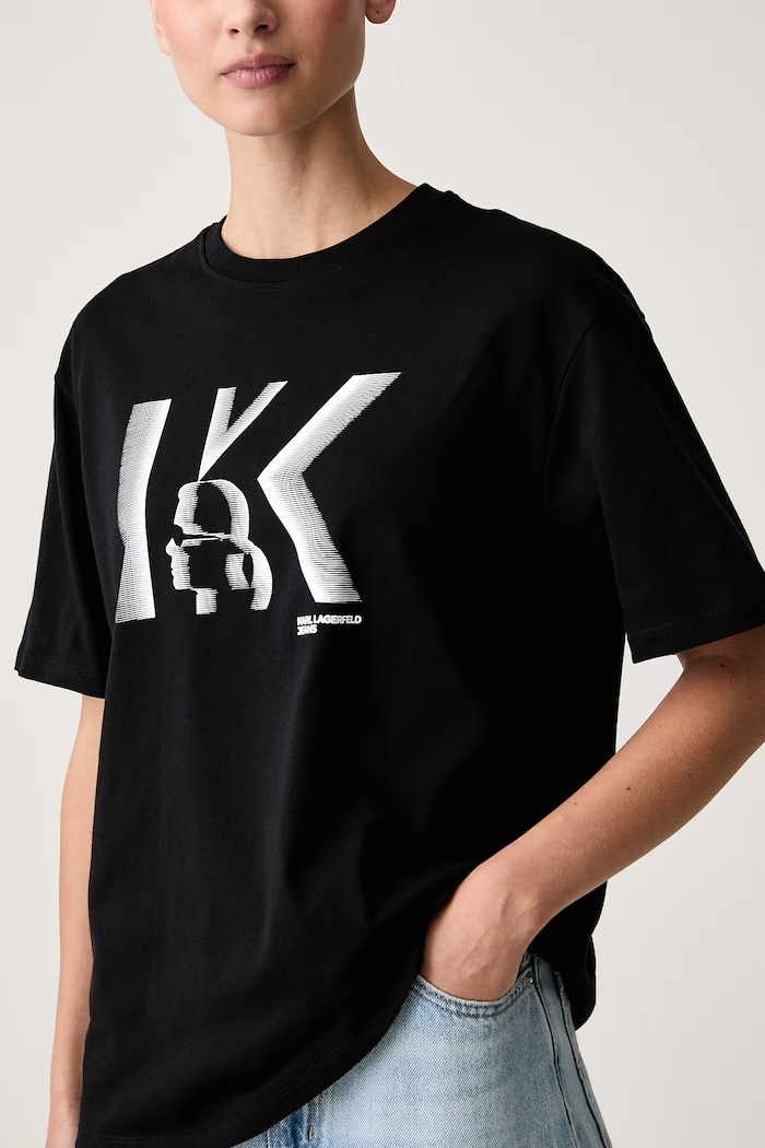 Tricou de damă din bumbac Karl Lagerfeld Jeans B4W17003 negru