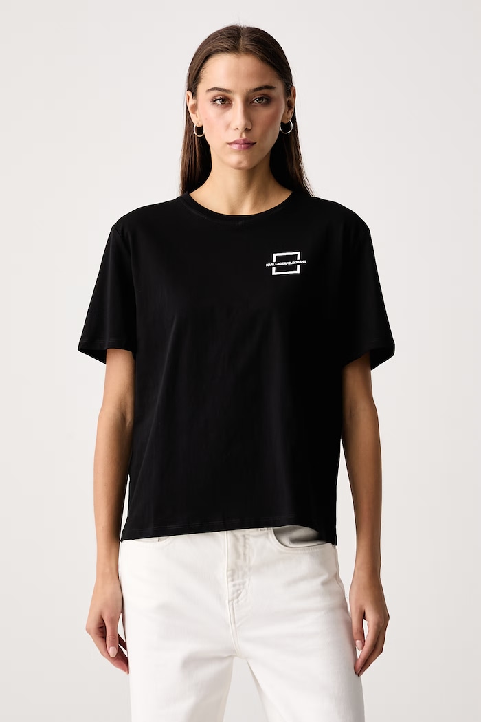 Karl Lagerfeld Jeans T-shirt γυναικείο βαμβακερό μαύρο B4W17002
