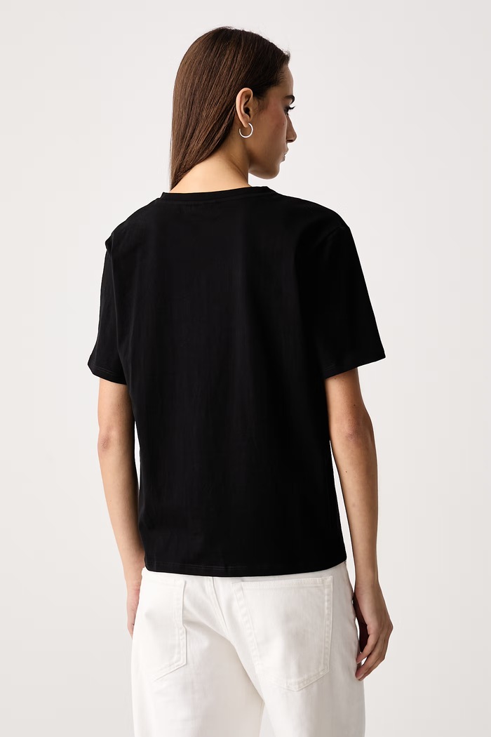 Ρούχα Karl Lagerfeld Jeans T-shirt γυναικείο βαμβακερό B4W17002 μαύρο