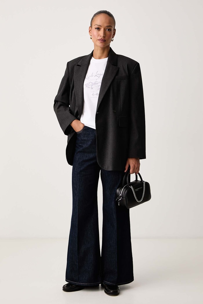 Karl Lagerfeld Kratka majica ženska bombažna B4W17039 bela AW26