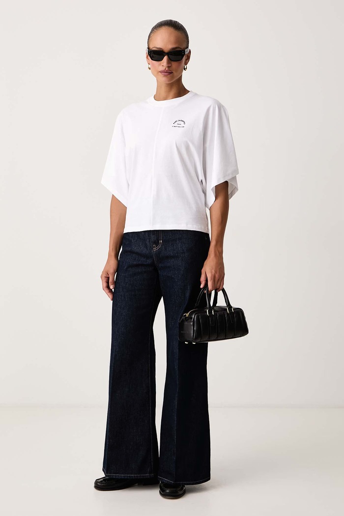 Karl Lagerfeld Oversize kratka majica ženska bombažna B4W17040 bela AW26